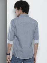 Men's Regular Fit Checkered Full Sleeves Cutaway Collar Casual Shirt