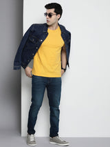 Men's Slim Fit Solid Mid Rise Stretchable Jeans
