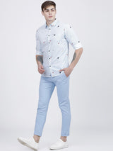 Men's Slim Fit Striped Full Sleeves Cutaway Collar Casual Shirt