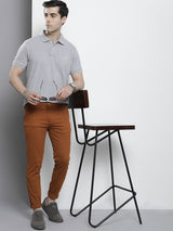 Men's Slim Fit Solid Mid Rise Stretchable Chinos