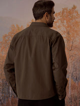 Men's Brown Casual Relaxed Fit Solid Full Sleeves Shirt