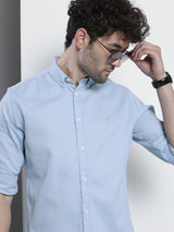 Men's Slim Fit PlaceMen'st Embroidered Full Sleeves Cutaway Collar Casual Shirt