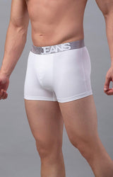 Men's White Mid-Rise Solid Trunk