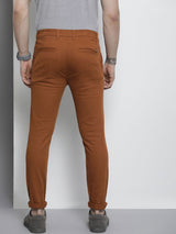 Men's Slim Fit Solid Mid Rise Stretchable Chinos