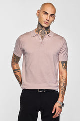 Men's Pink Casual Slim Fit Solid Half Sleeves Polo Tshirt