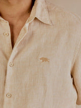 Men's Beige Casual Regular Fit Solid Full Sleeves Shirt