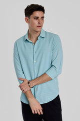 Men's Blue Casual Slim Fit Printed Full Sleeves Shirt