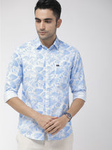 Men's Slim Fit Abstract Printed Full Sleeves Cutaway Collar Casual Shirt