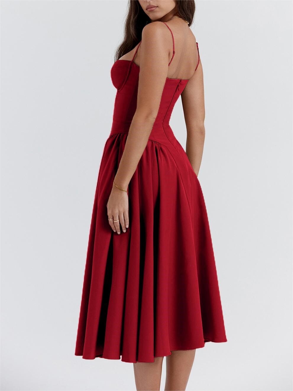 Women's Red Party Relaxed Fit Solid Dress
