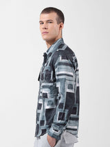 Men's Green Casual Printed Full Sleeves Shirt