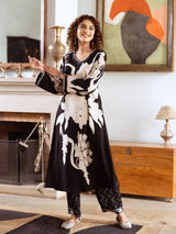 Women's Black Rayon 2 Pieces Kurta Set