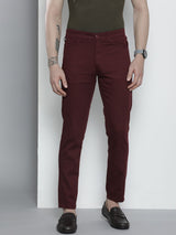Men's Slim Fit Solid Mid Rise Stretchable Chinos