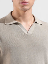 Men's Slim Fit Textured Polo Collar Tshirt