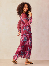 Women's Maroon Casual Fit and Flare Dress