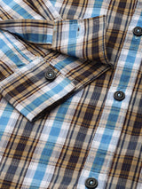 Men's Slim Fit Checkered Full Sleeves Spread Collar Casual Shirt