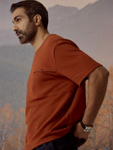 Men's Brown Casual Relaxed Fit Solid Half Sleeves Tshirt