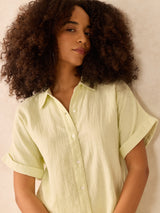 Women's Yellow Relaxed Fit Button Down Shirt