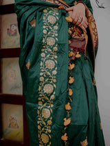 Women's Green Silk Saree with Blouse Piece
