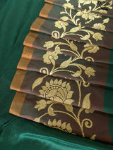 Women's Green Silk Saree with Blouse Piece