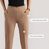 Women's Brown Formal Solid Pant