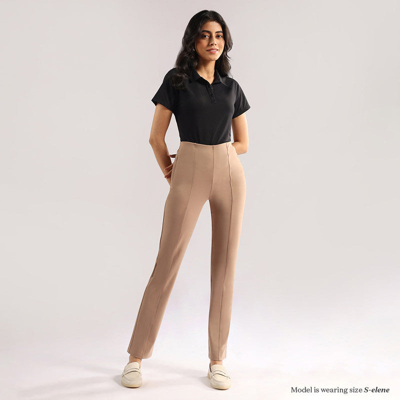 Women's Brown Formal Solid Pant