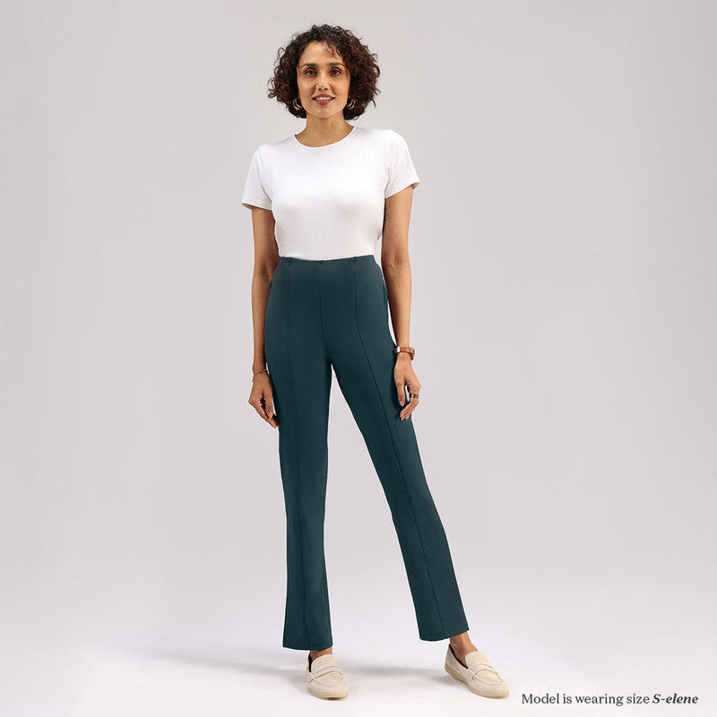 Women's Green Solid Sports High Rise Pant