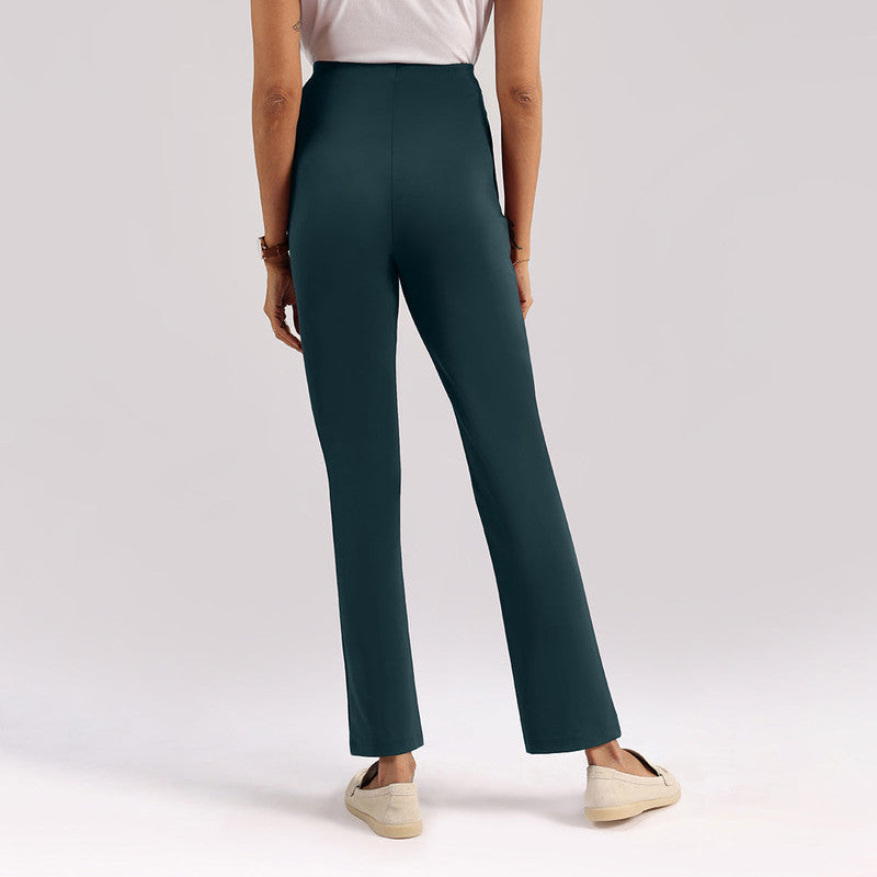 Women's Green Solid Sports High Rise Pant