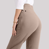 Women's Brown Solid Sports High Rise Pant - Tall