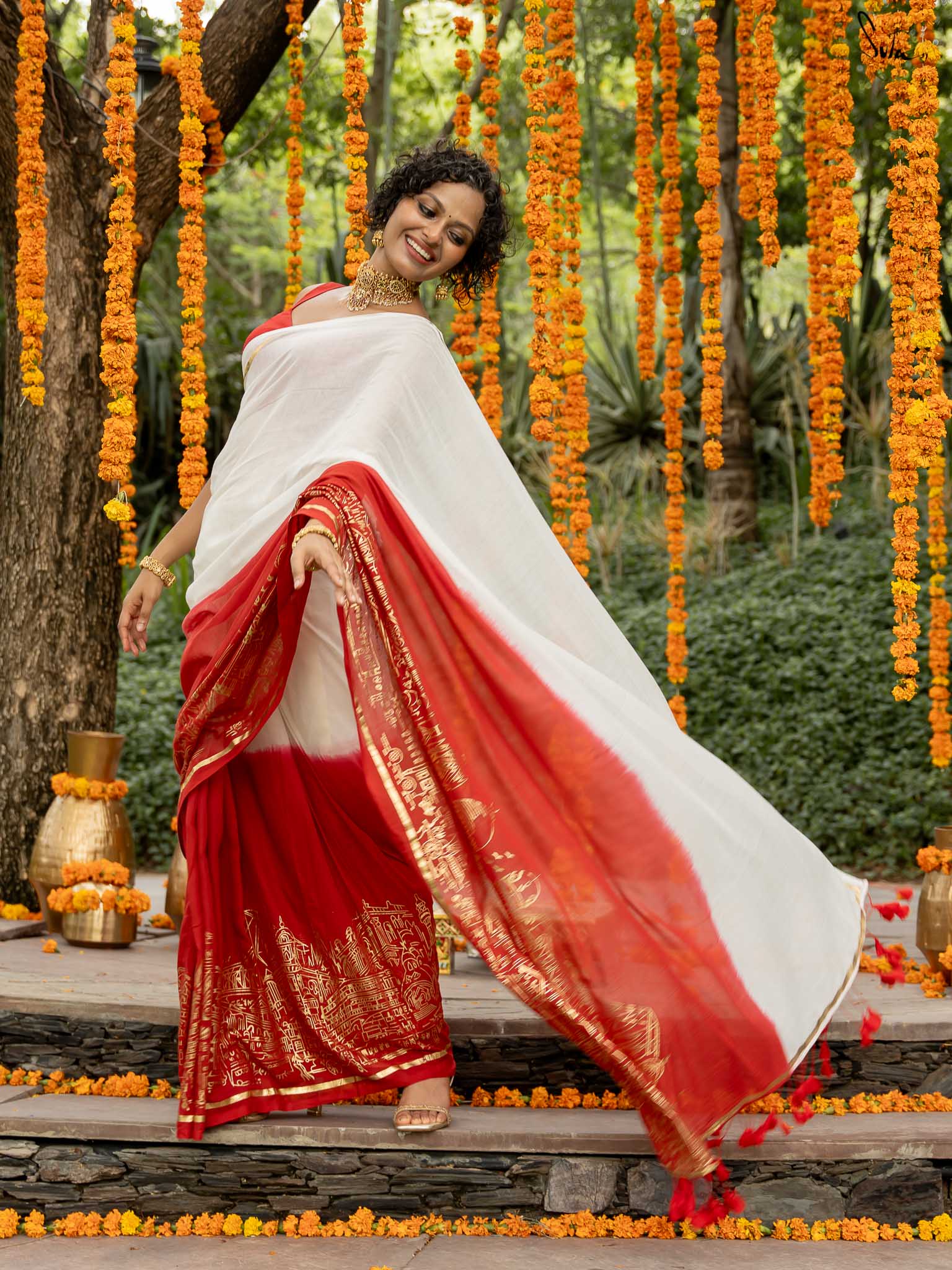Women's Multicolor Cotton Mul Saree