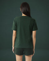 Women's Arvi Green Cotton Blend Fabric Regular Fit Half Sleeves Solid V-Neck Tshirt
