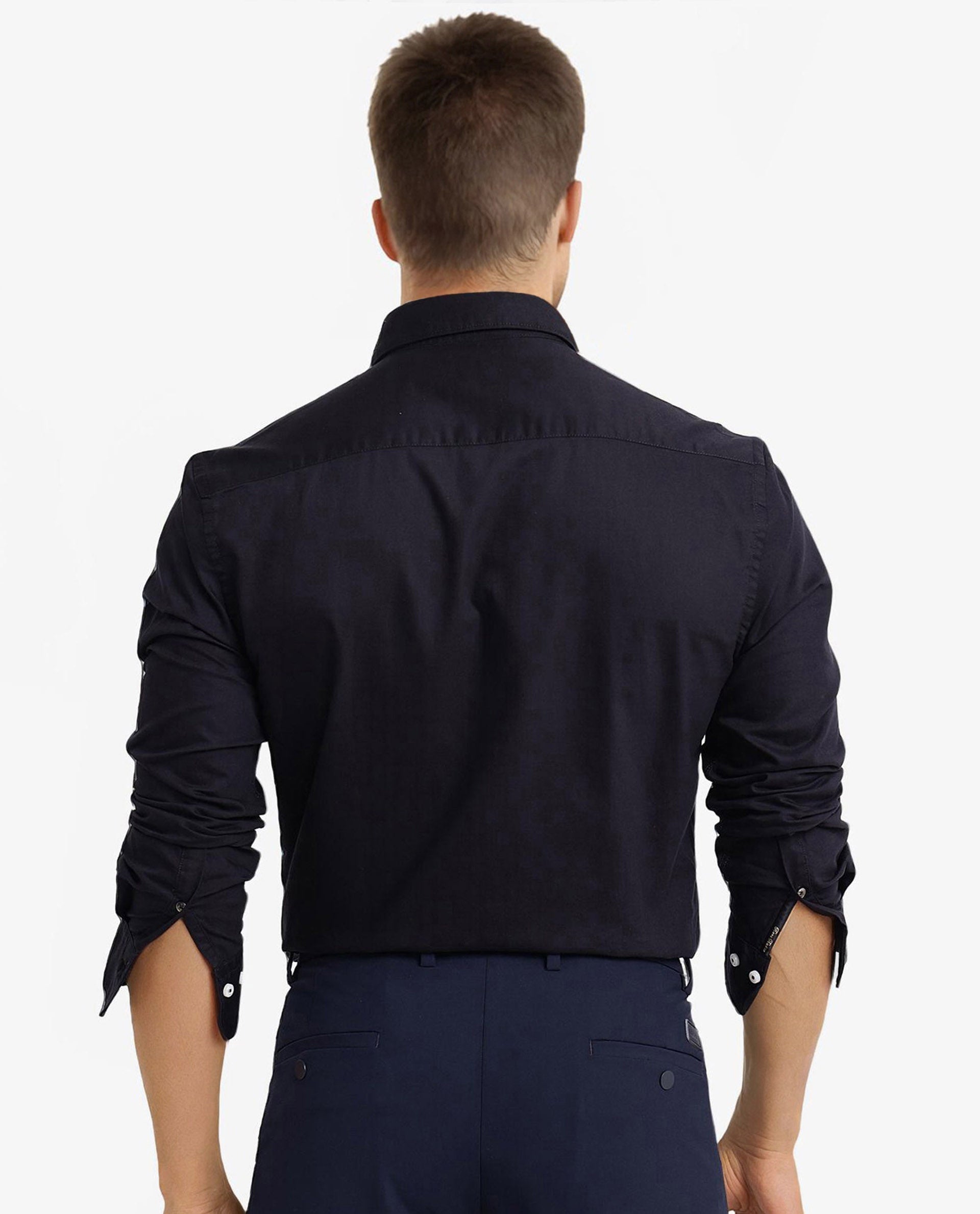Men's Black Formal Regular Fit Solid Full Sleeves Shirt