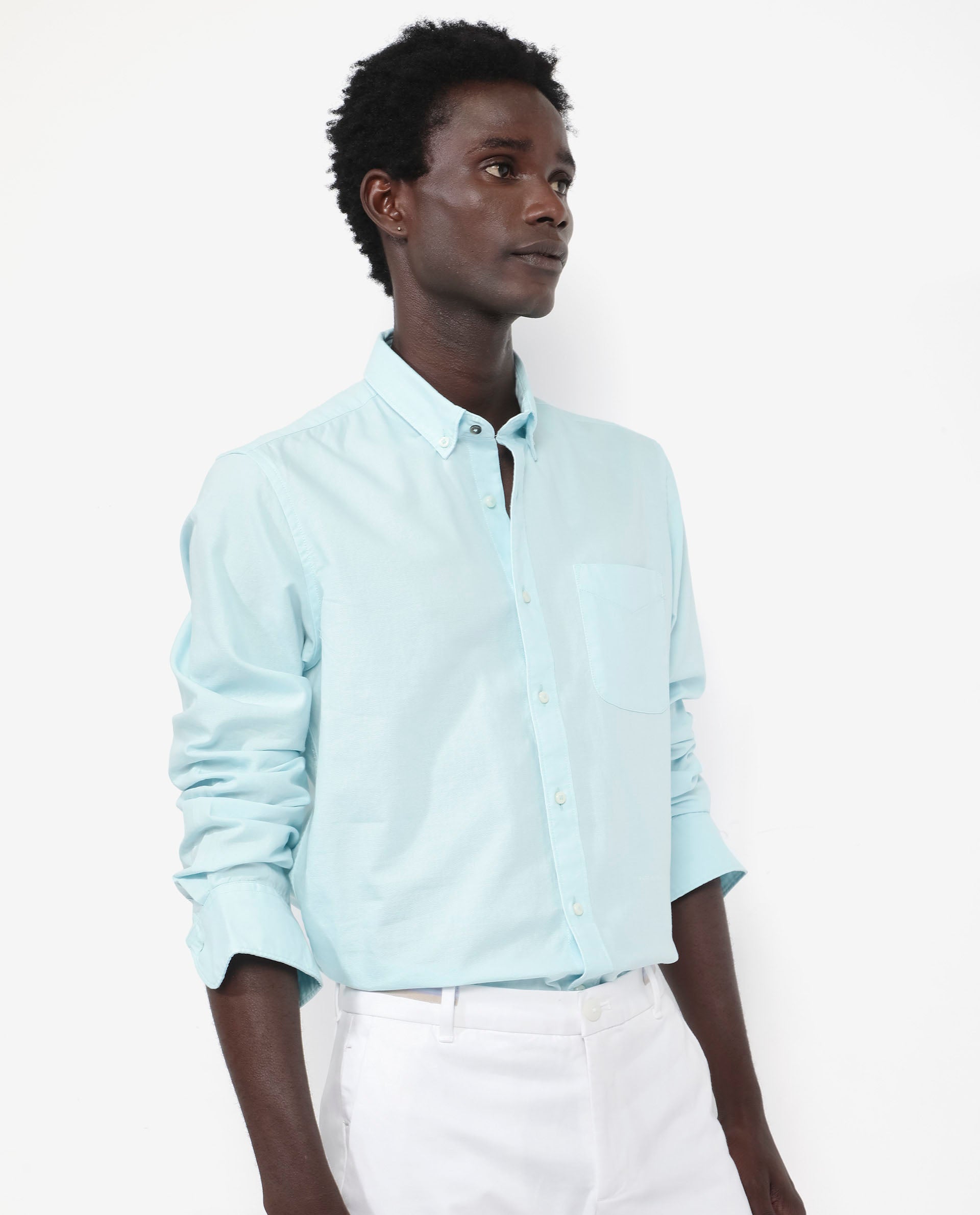 Men's Blue Formal Regular Fit Solid Full Sleeves Shirt