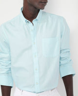 Men's Blue Formal Regular Fit Solid Full Sleeves Shirt