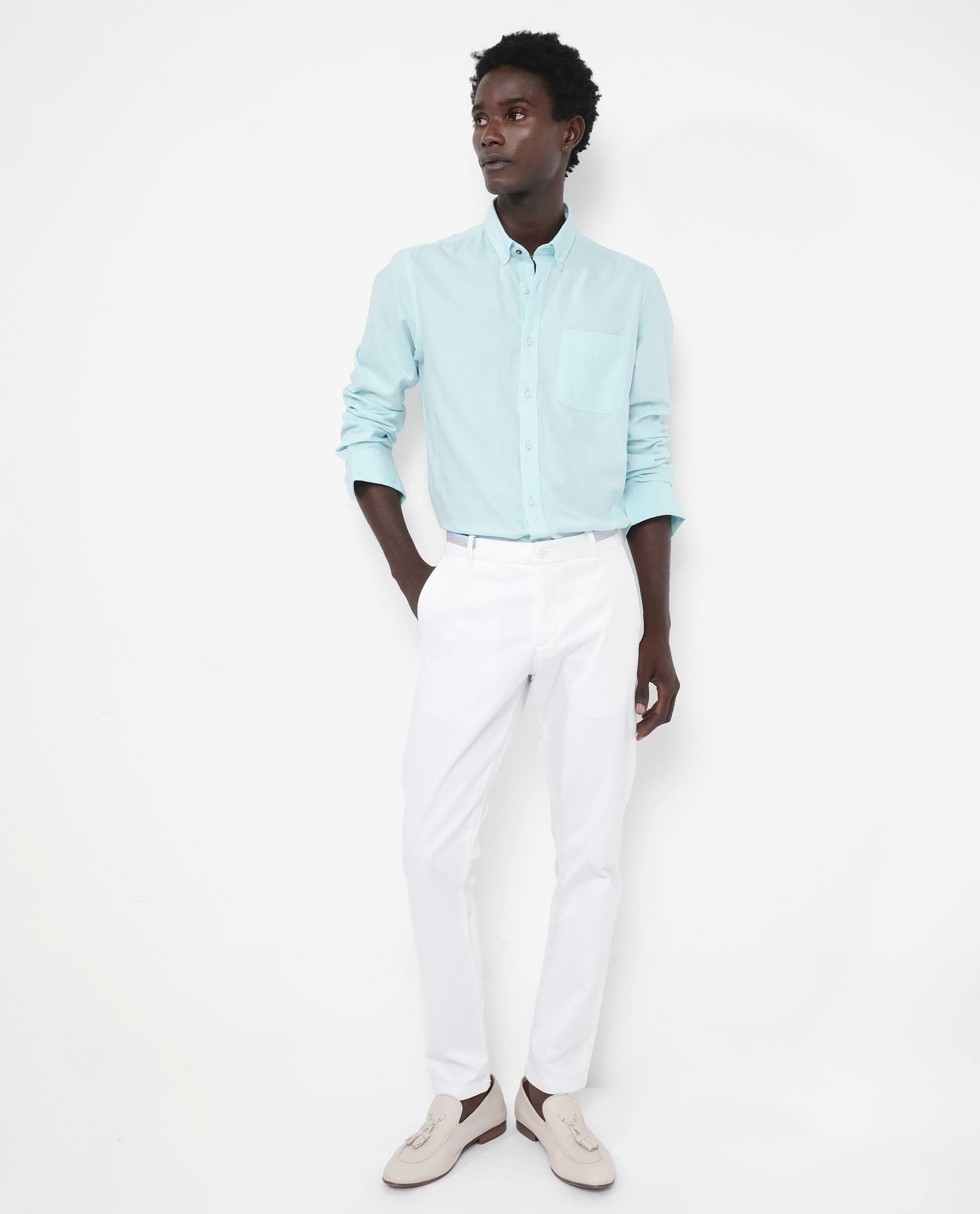Men's Blue Formal Regular Fit Solid Full Sleeves Shirt