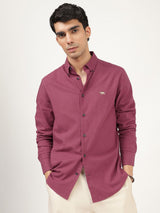 Men's Red Casual Regular Fit Solid Full Sleeves Shirt