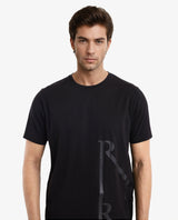 Men's Black Casual Regular Fit Printed Half Sleeves Tshirt