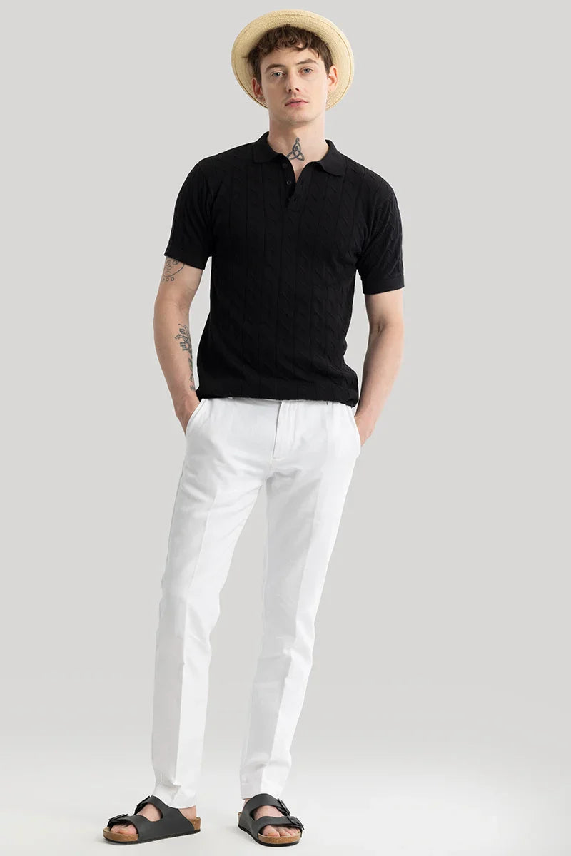 Men's Black Casual Slim Fit Printed Half Sleeves Polo Tshirt