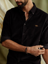 Men's Black Casual Regular Fit Solid Full Sleeves Shirt
