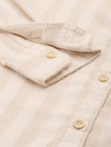 Men's Beige Casual Regular Fit Checked Full Sleeves Shirt