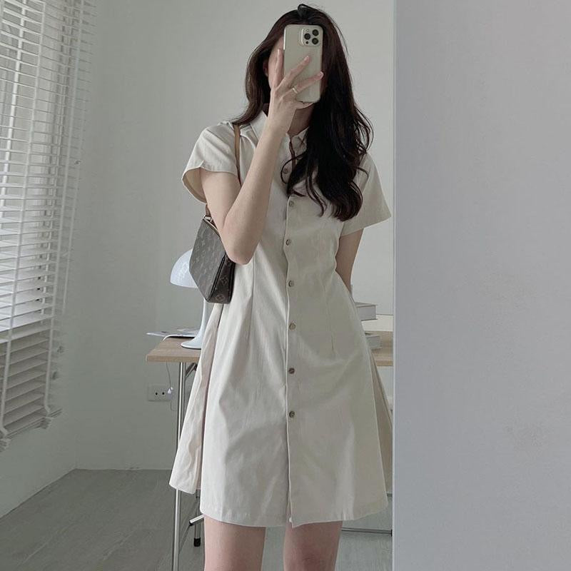 Women's White Party Regular Fit Solid Dress