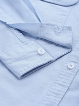 Men's Slim Fit Solid Full Sleeves Mandarin Collar Double Flap Pocket Casual Shirt