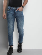 Men's Carrot Fit Solid Mid Rise Stretchable Jeans