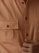 Men's Gold Casual Regular Fit Solid Full Sleeves Shirt
