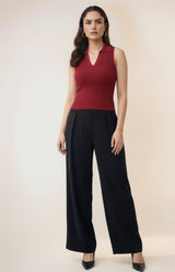 Women's Wine Polo Flat Knit Tank