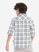 Boys Grey Casual Printed Regular Fit Full Sleeves Shirt