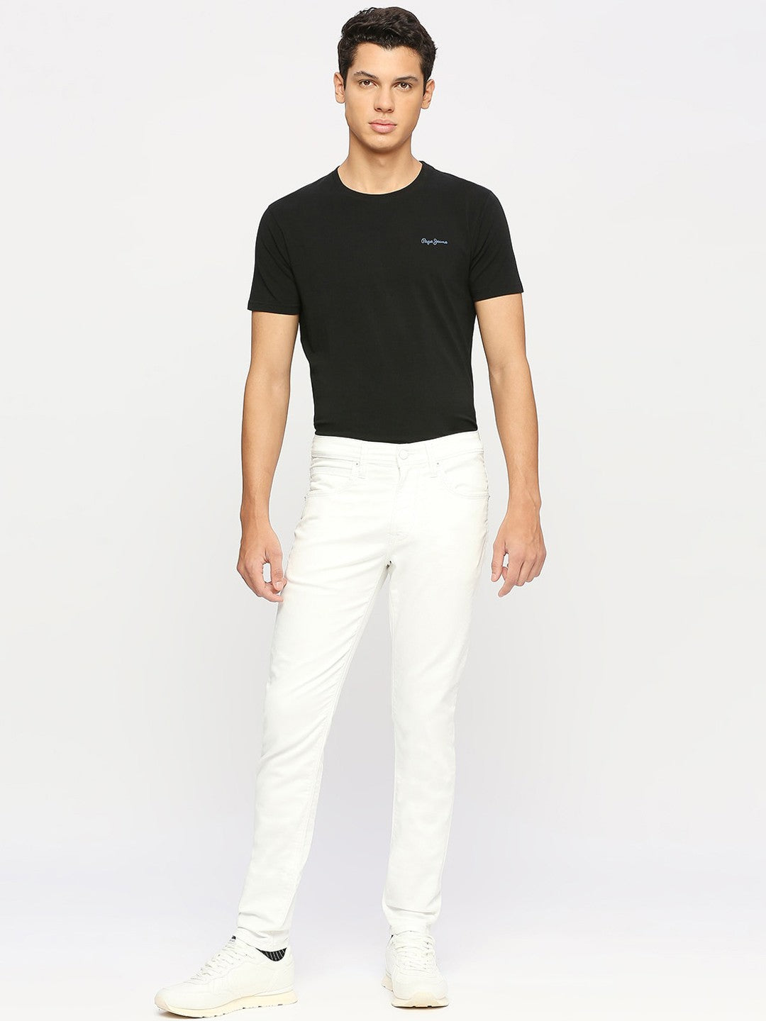 Mens White Slim Stretchable Jeans