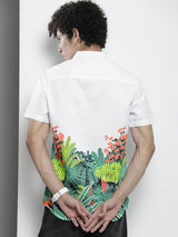 Men's Regular Fit Tropical Half Sleeves Cutaway Collar Casual Shirt