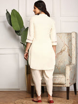 Women's Off White Cotton Kurta Set without Dupatta
