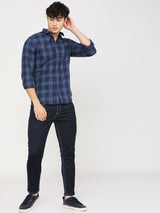 Men's Slim Fit Checkered Full Sleeves Spread Collar Casual Shirt