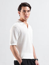 Men's White Casual Slim Fit Solid Half Sleeves Tshirt